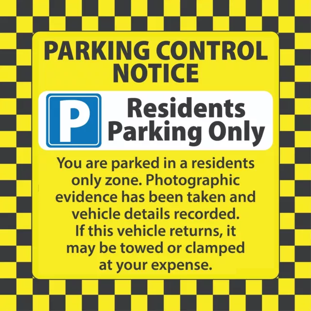 Resident Parking Ticket Notice Private Area Stickers Hard To Remove DETERRENT