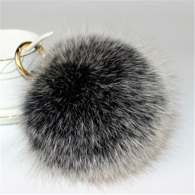 15cm/6" Extra Large Real Fox Fur Ball Pompom Keychain Keyring Bag Phone Pendent