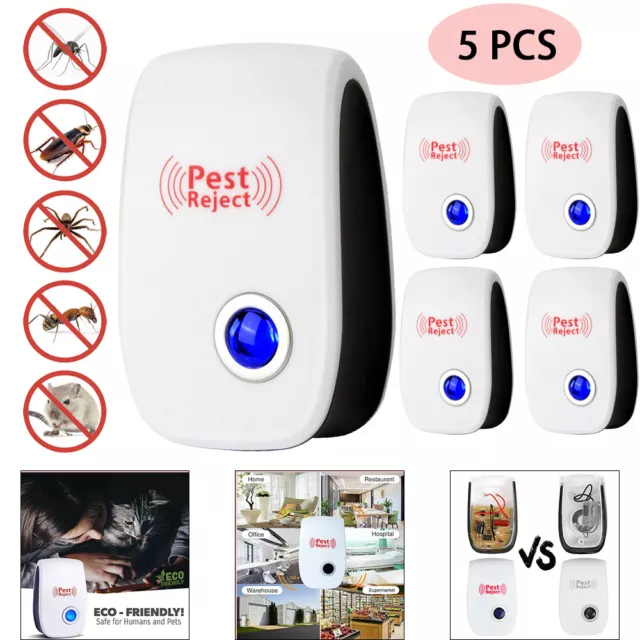 5 x Ultrasonic Electronic Pest Reject Repeller Anti Mosquito Bug Insect Killer