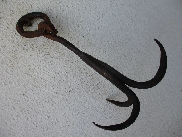 Antique / Vintage Steel 3 Claws Rustic Old Anchor Strong Grappling Maritime Hook