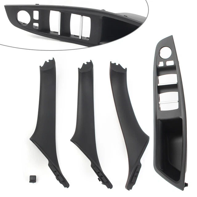Yoegerery Maniglia interna della portiera interna per BMW serie 5 F10 F11 pannello di ricambio per interruttore del per BMW 520 523 525 528 (Nero, Singolo foro -7 pezzi
