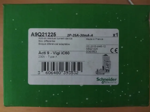 Vigi iC60 earth-fault auxiliary block 2P 25A A9Q21225 / #8 W0CH 3985