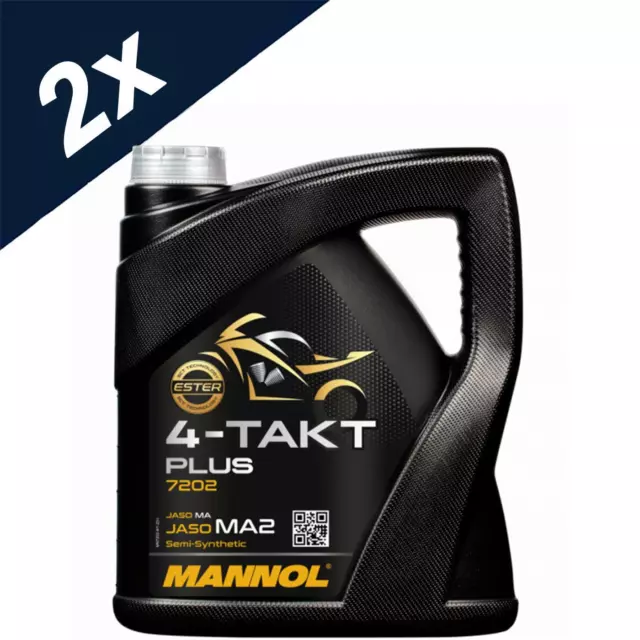 MANNOL 2x4L 4-Takt Plus 10W-40 4 Stroke Motorcycle Engine Oil API SL JASO MA/MA2