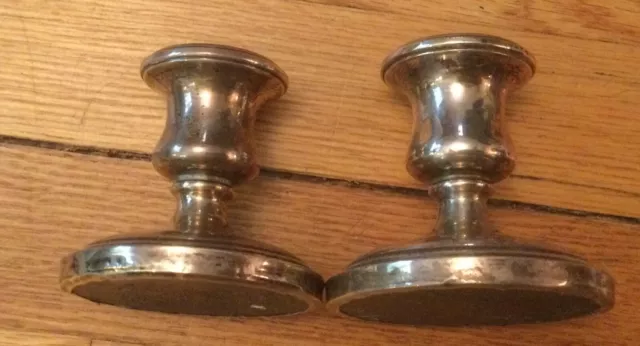 Two Antique Hallmarked Sterling Silver Candlesticks Holders Scrap? 269g 1936