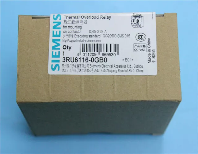 1pc Siemens 3RU6116-0GB0 0.45-0.63A Thermal relay