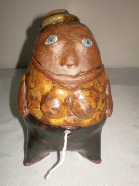 Vtg Signed 7"  JEN EN Pottery Figural Raku Jar Dish Jug VERY CUTE