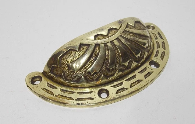 Vintage large cup handle heavy brass single draw/cupboard pull handle 5.5 inch