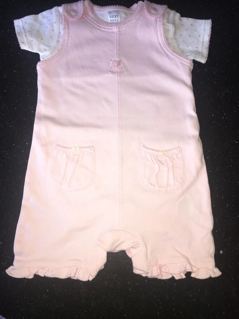 Baby Girls Pink Romper & Vest Outfit Set.Next.Age 6-9 Months.Excellent Condition