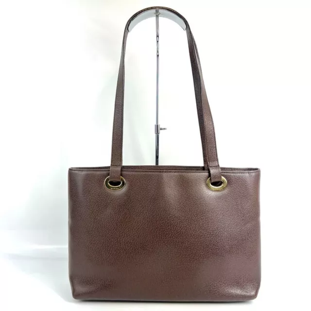 GUCCI Vintage Tote Bag Shoulder Leather Brown YBa0072