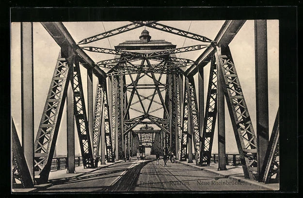 Duisburg-Ruhrort, Neue Rheinbrücke, Ansichtskarte