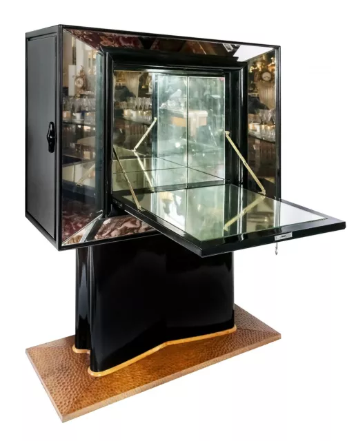 Italian Art Deco mirrored bar cabinet by Valzania