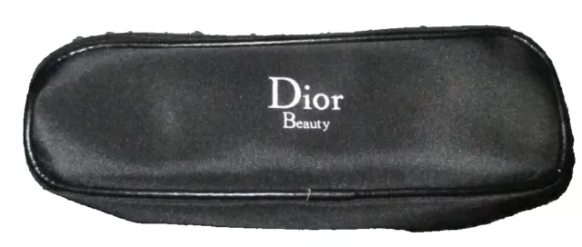 PARFUMS CHRISTIAN DIOR Vintage Black Cosmetic Bag Makeup Pouch Zipper Closure