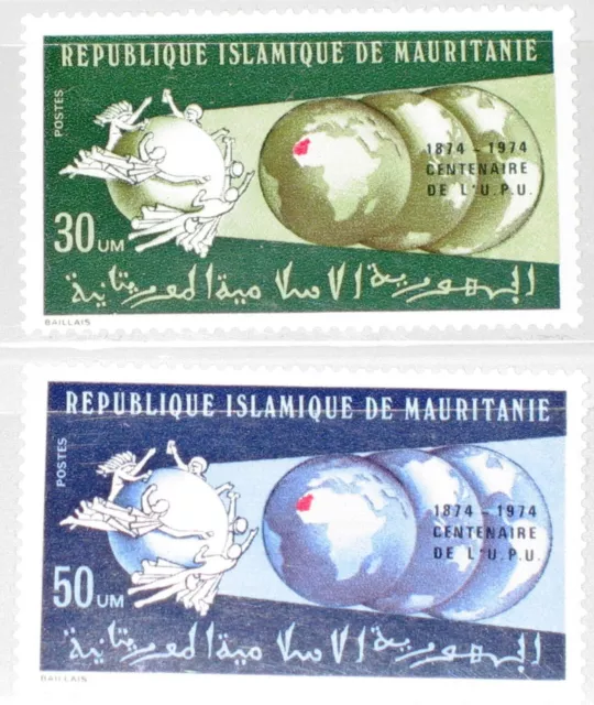 MAURITANIA MAURETANIEN 1974 493-94 316-17 UPU Emblem Globe Erdkugel Post MNH