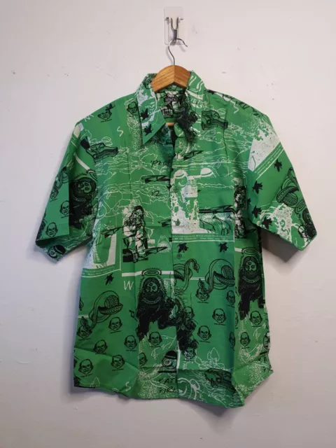 vintage mambo loud shirt mens size medium green short sleeve part casual