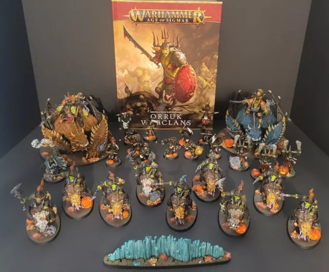 Fully painted Warhammer Age of Sigmar Ironjawz Army w/Tome and Battlefoam Bag