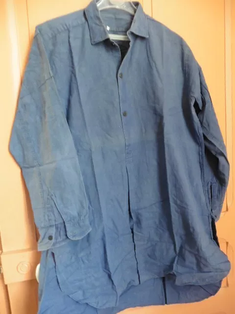 Ancienne Chemise Homme Ml Bleu De Travail Coton "Ouvrier Paysan" T40 Ancienne Chemise Homme Ml Bleu De Travail Coton "Ouvrier Paysan" T40