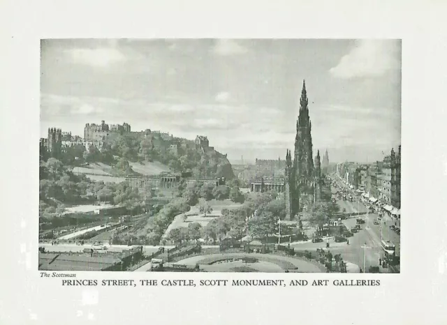 Princes Street The Castle Scott Monument & Art Galleries Edinburgh Cutting Clip