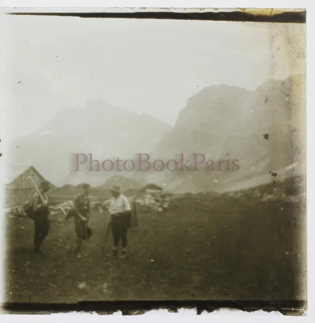 Montagne Alpisnistes Le Frapoli Photo Stereo Plaque de verre Vintage 1929 