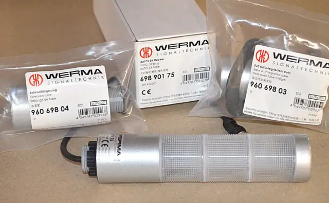 WERMA 69890175 LED Signalsäule SET K37CL 24VDC + Fuß + Rohrverlängerung NEU