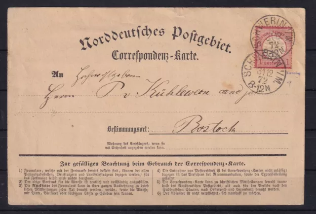 AB639) NDP Norddeutscher Postbezirk Correspondenz-Karte Aufbrauchverwendung