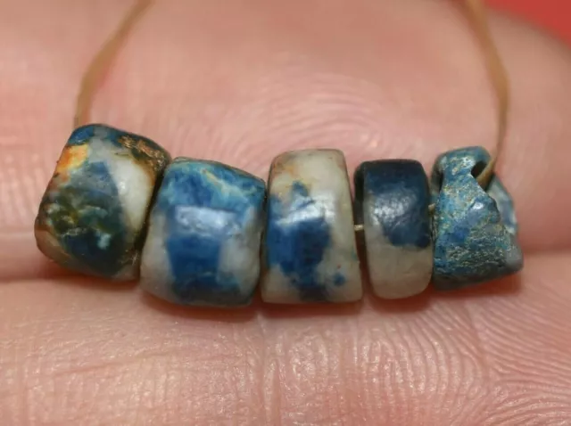 Ancient Blue Scorzalite Excavated Stone Beads Indus Valley To Mauritania, Africa
