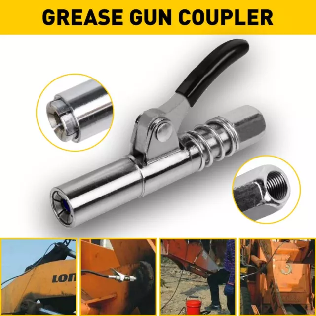 NEW Grease Gun Coupler, locks on, doesn't leak, rated over 10,000 PSI