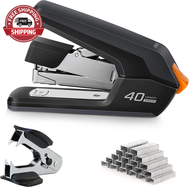 Deli Effortless Desktop Stapler, 40 Sheet Capacity, One Finger Touch Stapling, E