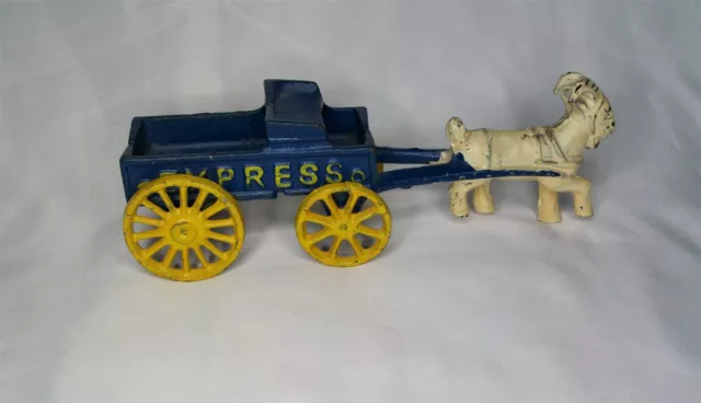 Vintage Hubley Reproduction Cast Iron Toy goat and wagon Express