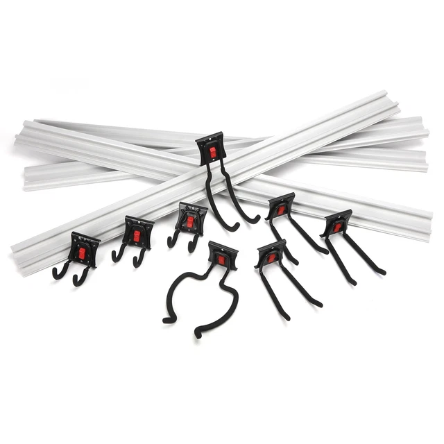 Hyper Tough Quick-Release 12-Piece Snap Rail Kit Garage Organizer System