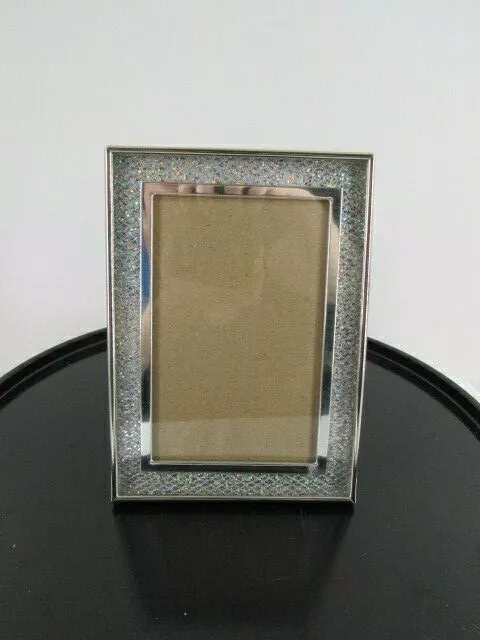 silver-toned w/silver sequins freestanding picture frame