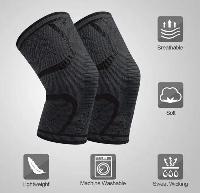 2x Knee Support Compression Sleeve Brace Arthritis Pain Relief Gym - Size XL