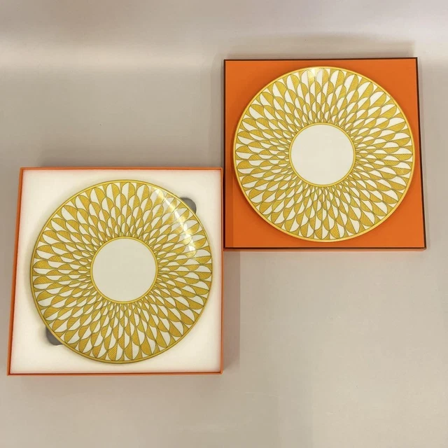 HERMES 046001P DINNER Plate 2Set Yellow From japan $650.42