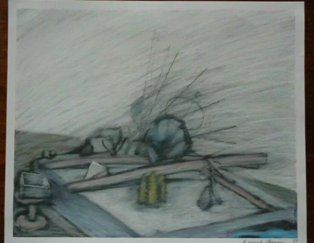 San Francisco California Artist W/ Label Enrique Chagoya Mixed Media On Paper