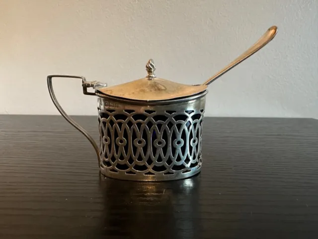 Splendid Silver Mustard Pot with Spoon 1904