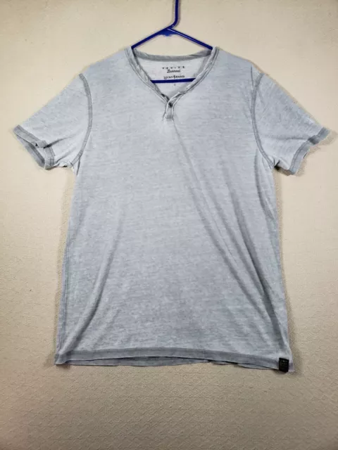 Lucky Brand Shirt Womens Large Gray Venice Burnout Short Sleeve Pullover V-Neck