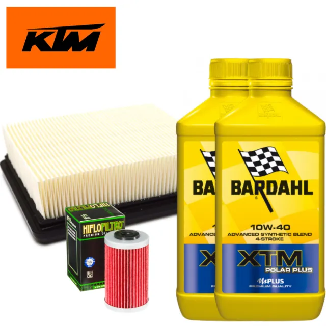 Set Entretien Bardahl XTM Synt 10W40 Filtre Huile Air KTM Duke / RC 125/200/390