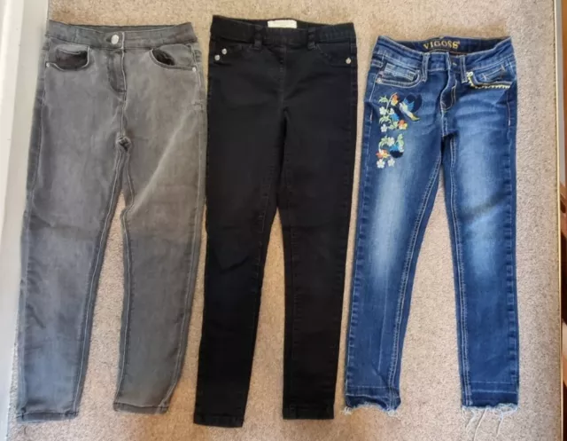 Girls age 7-8 clothes bundle 3 pairs skinny jeans & jeggings inc Next & Vigoss