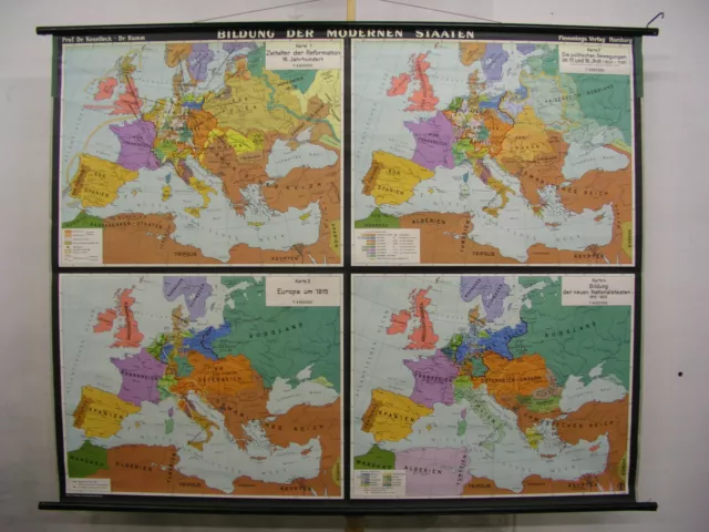 School Wall Map Education European Countries Europe From 16.Jh. 204x163 Card