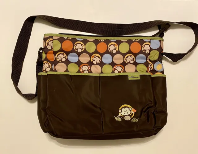 Baby Boom Monkey Diaper Bag Tote Pockets Changing Pad Green Unisex