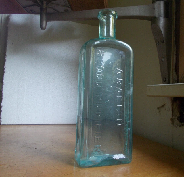STEWART D.HOWE'S ARABIAN TONIC BLOOD PURIFIER APPLIED LIP 1870s BOTTLE TUMBLED