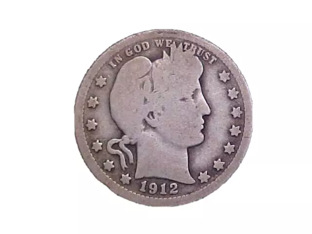 1912-P Barber Silver Quarter - Very Nice Circ Collector Coin!!-c2870nxx