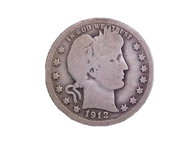 1912-P Barber Silver Quarter - Very Nice Circ Collector Coin!!-c2870nxx