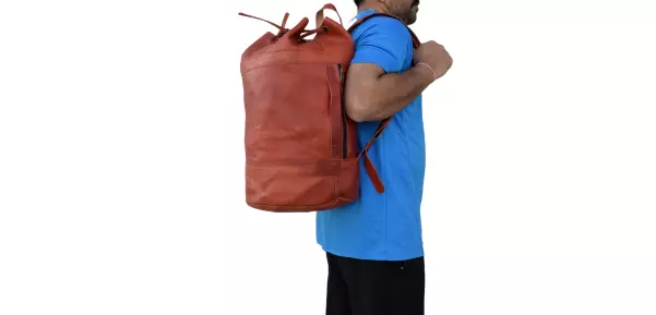 20 " Chèvre Sac à Dos Cuir Épaule Sac à Dos Sport Gym Randonnée Sac à Main 3