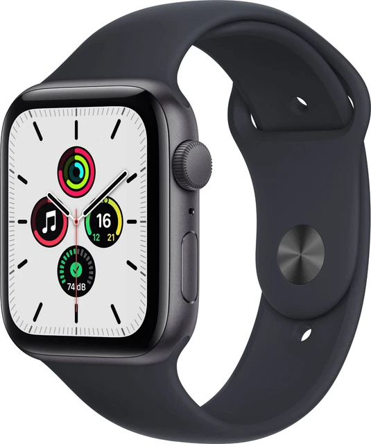 APPLE Watch SE 2021 GPS 44 mm Aluminium Sportband grau/schwarz MKQ63FD/A B-WARE