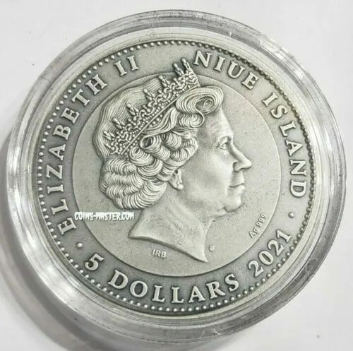 2021 2 Oz Silver $5 Niue SKARBEK Spirit of Coalmines Antique Finish Coin. 3
