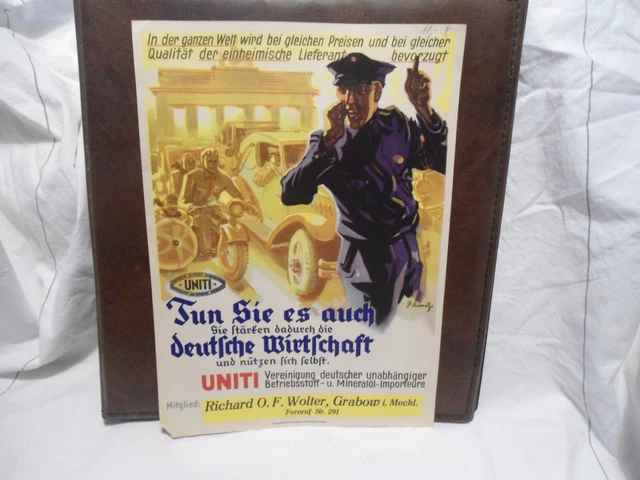 UNITI Betriebsstoff + Mineralöl Oldtimer + Tankwart Plakat Berlin Grabow Tankste