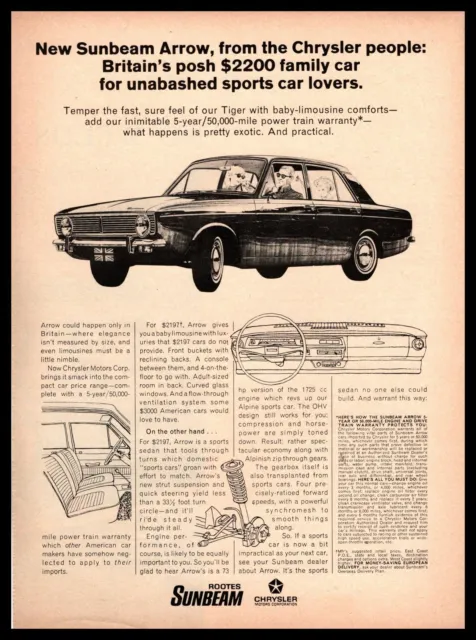 1967 Chrysler Rootes Sunbeam "Arrow" 4-Door Sports Sedan $2197 Vintage Print Ad