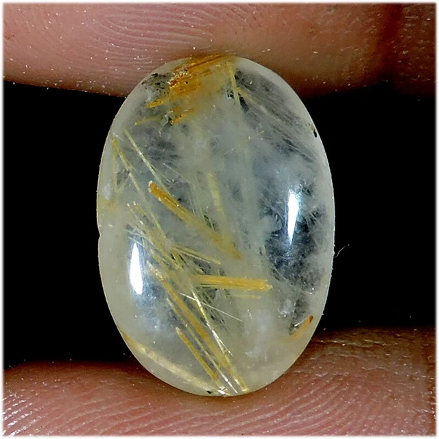 9.00 Cts Naturel Doré Rutile Quartz 17x12 MM Ovale Cabochon Desseré Gemme Y043