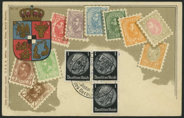 RUMÄNIEN 1935, Briefmarkenserie, gebrauchte Karte, Pracht