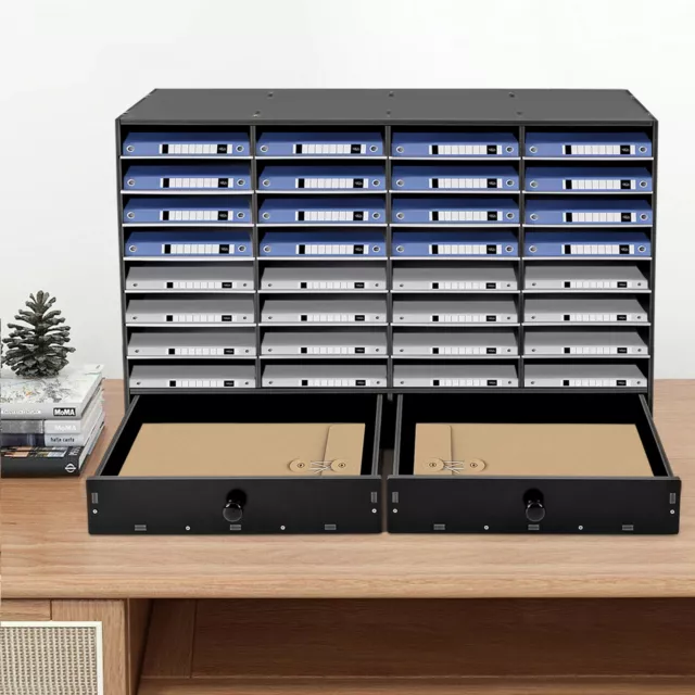 PVC 32-Slots Office File Storage Shelf Organizer Desk Folders Mail Sorter Rack